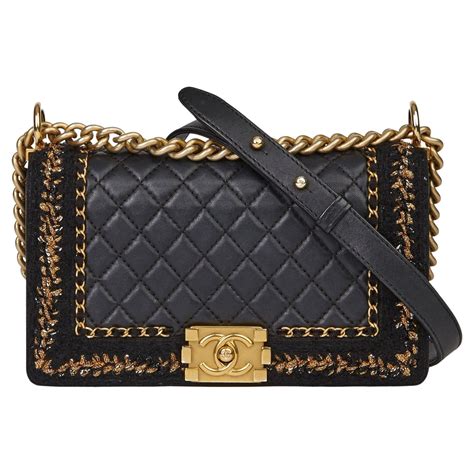 chanel boy bag black gold|Chanel boy original.